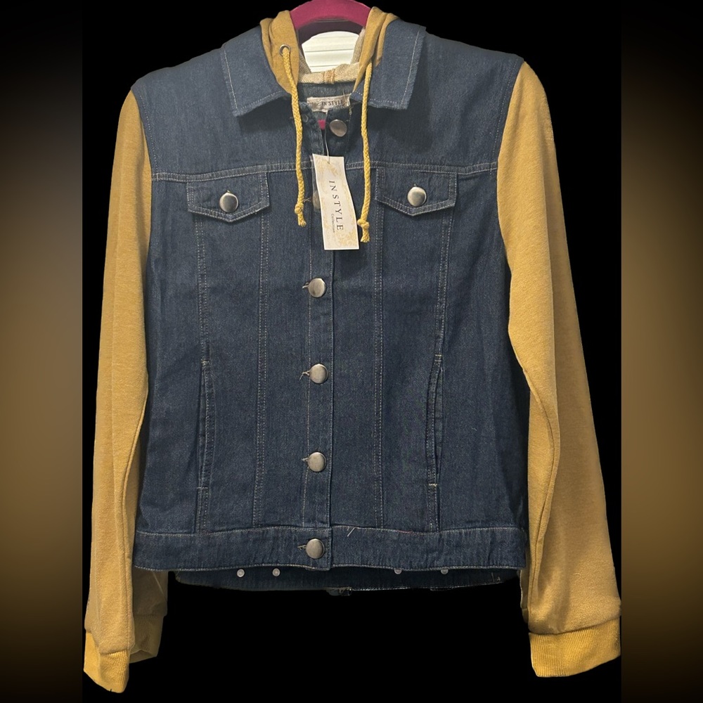 Hooded Denim Jacket. NWT